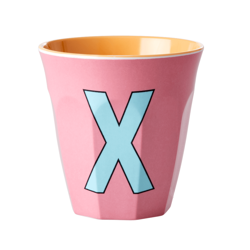 Melamine Cup - Medium with Alphabet in Pinkish Colors | Letter X - Rice By Rice