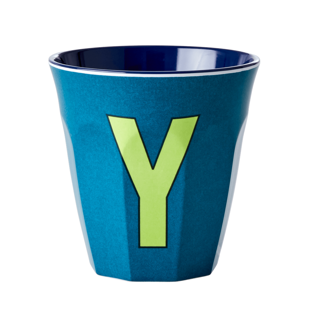 Melamine Cup - Medium with Alphabet in Bluish Colors | Letter Y - Rice By Rice