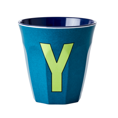 Melamine Cup - Medium with Alphabet in Bluish Colors | Letter Y - Rice By Rice