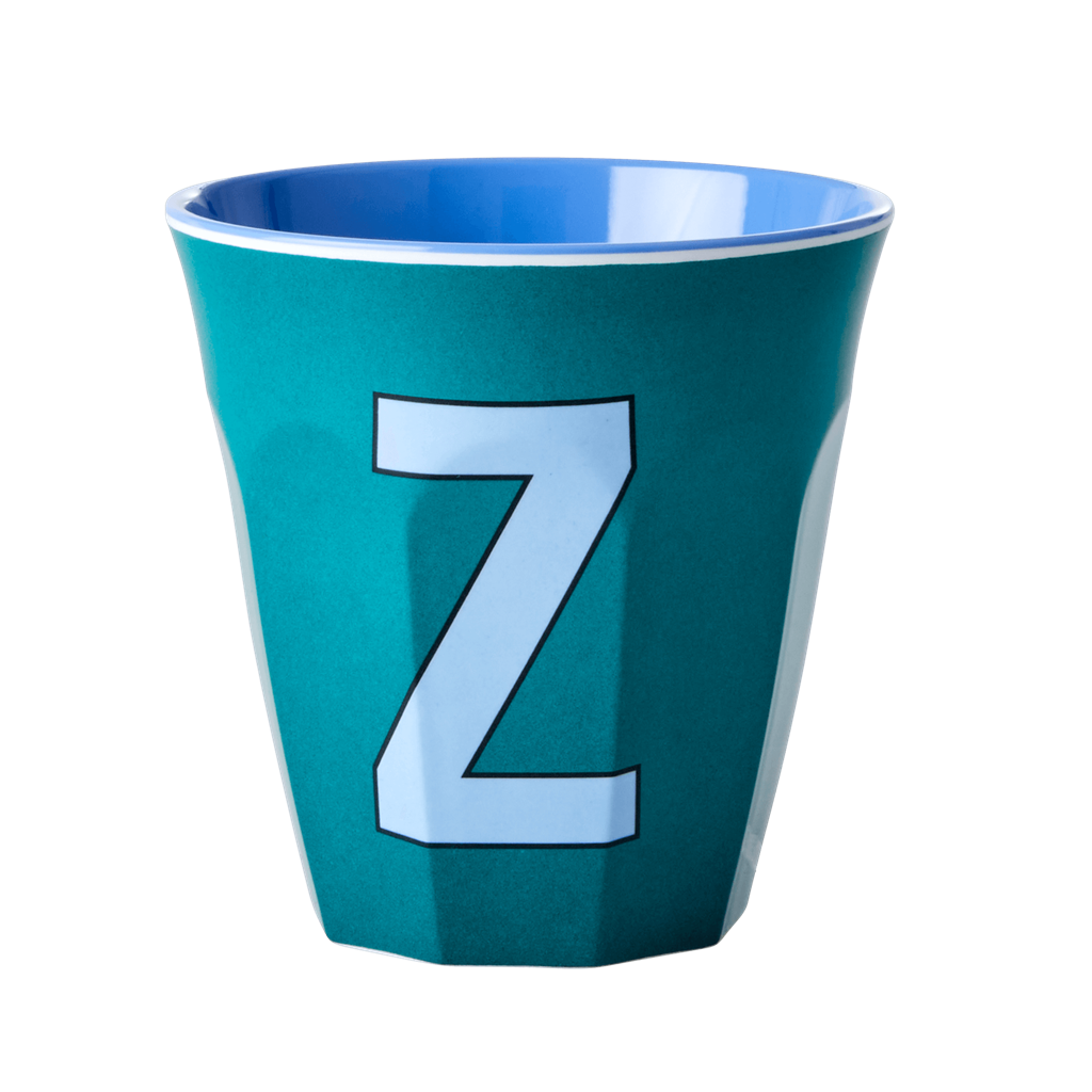 Melamine Cup - Medium with Alphabet in Bluish Colors | Letter Z - Rice By Rice