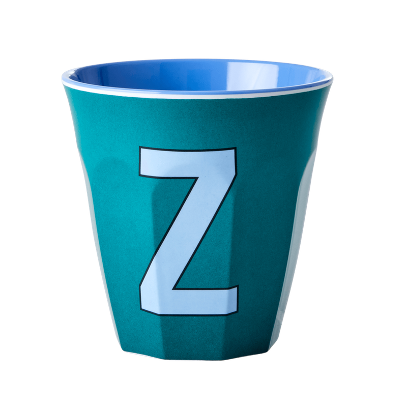 Melamine Cup - Medium with Alphabet in Bluish Colors | Letter Z - Rice By Rice