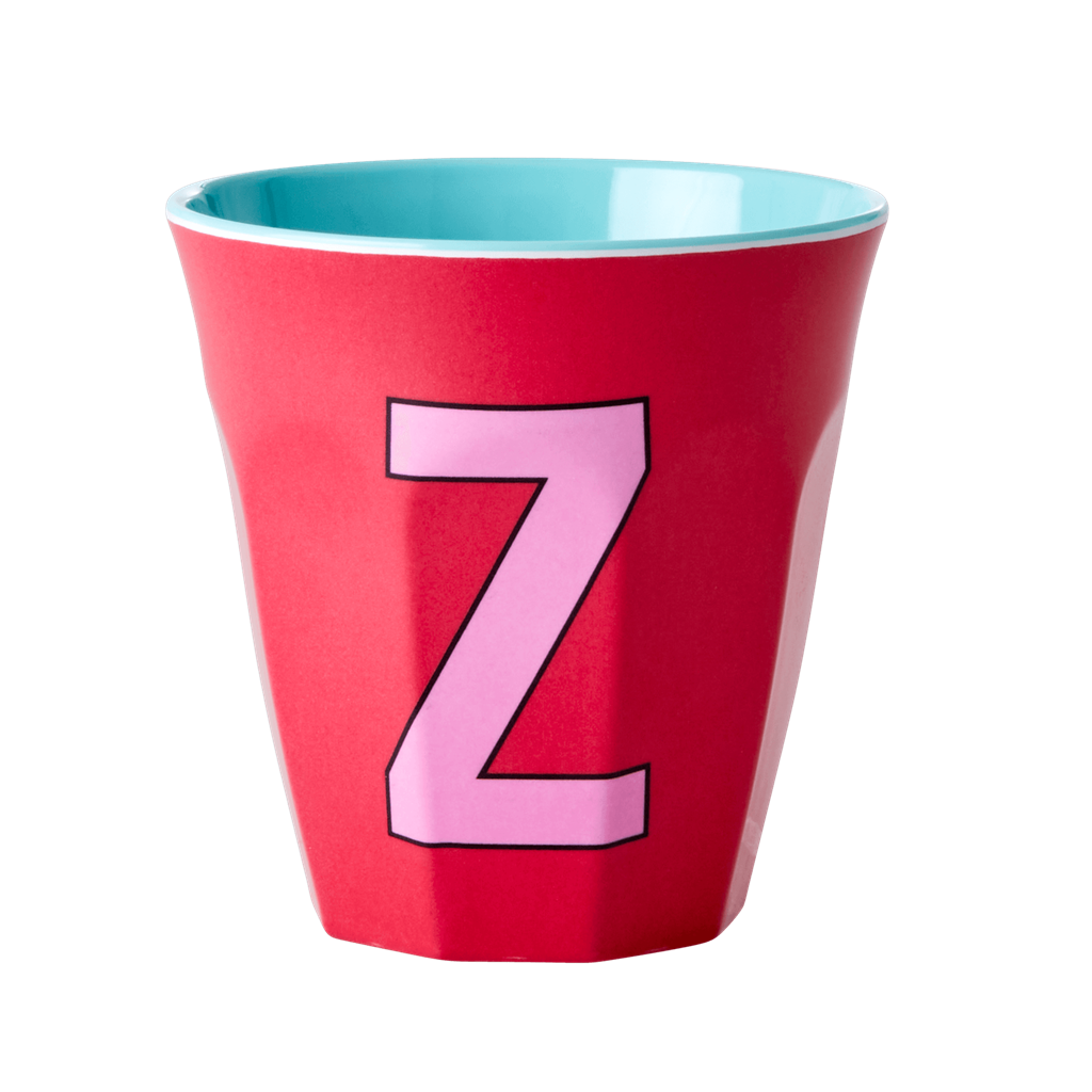 Two Melamine Cups - Medium with Alphabet in Pinkish Colors | Letter Z - Rice By Rice