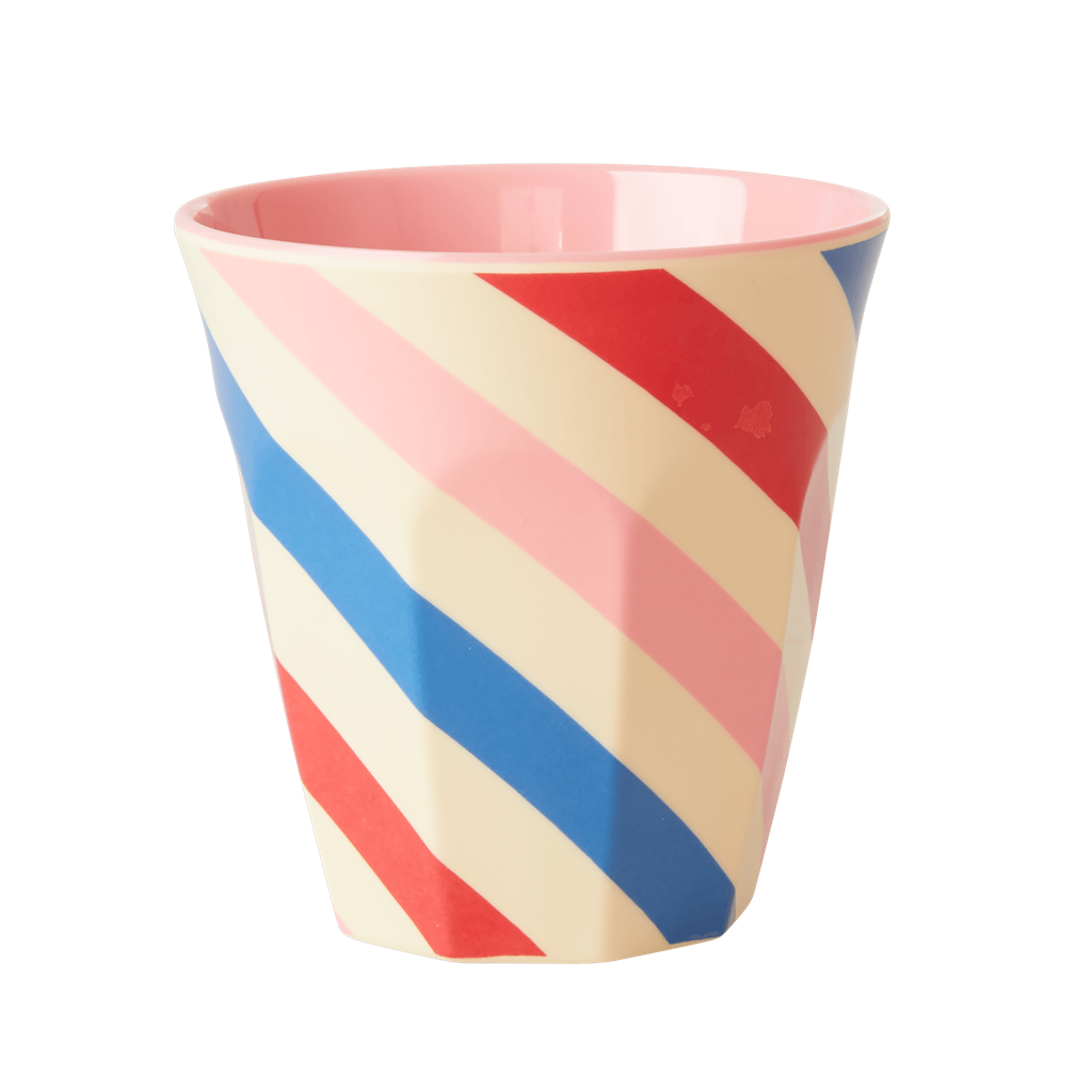 Set of 2 Medium Melamine Cups | Candy Stripes - Rice By Rice
