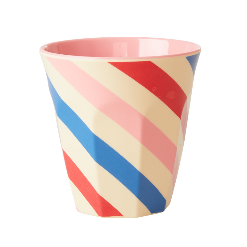 Set of 2 Medium Melamine Cups | Candy Stripes - Rice By Rice
