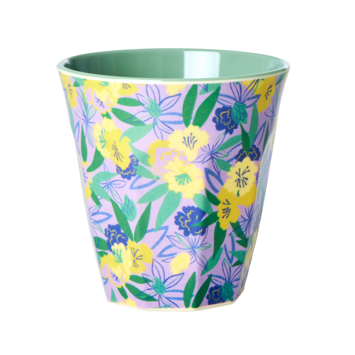 Medium Melamine Cup - Purple - Fancy Pansy Prints - Rice By Rice