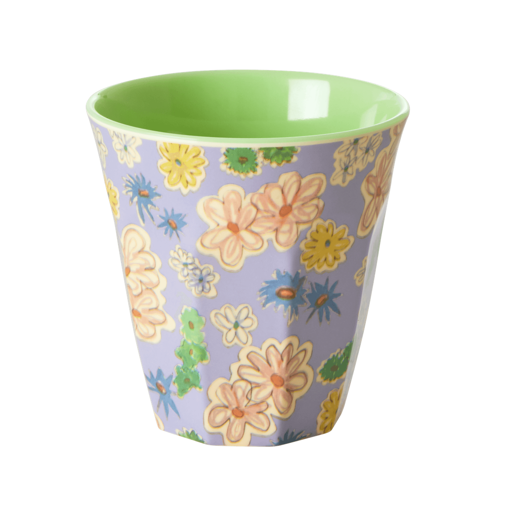 Set of 2 Medium Melamine Cups | Flower Painting Print - Rice By Rice