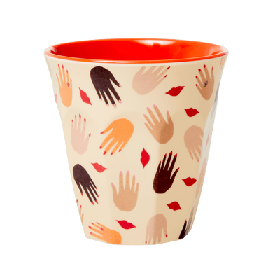 Set of 2 Medium Melamine Cups | Hands and Kisses Print - Rice By Rice