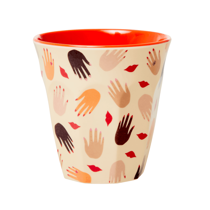 Set of 2 Medium Melamine Cups | Hands and Kisses Print - Rice By Rice