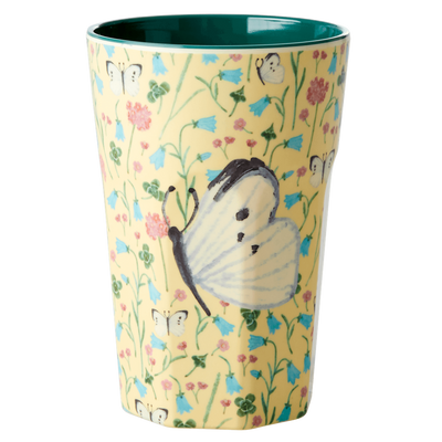 Melamine Cup - Tall | Creme Sweet Butterfly Print - Rice By Rice