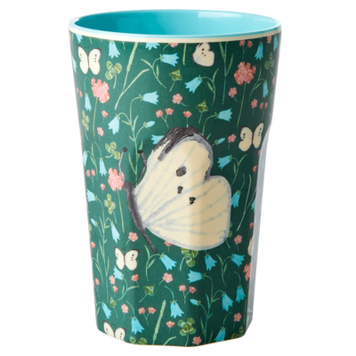 Melamine Cup - Tall | Green Sweet Butterfly - Rice By Rice