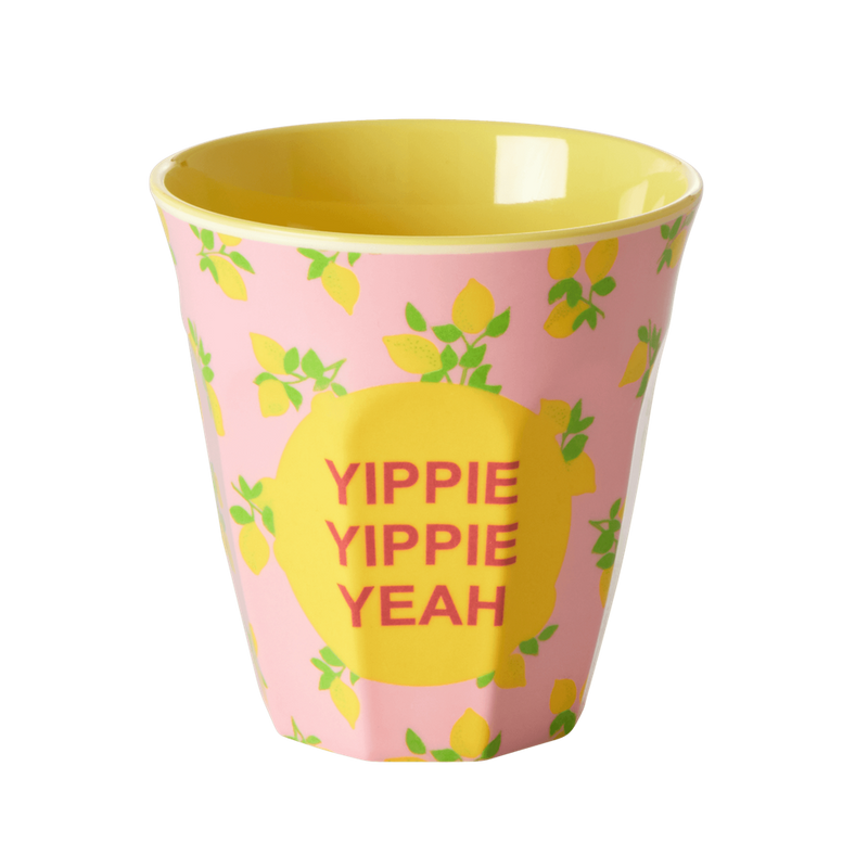 Set of 2 Medium Melamine Cups | Lemon Print - Rice By Rice