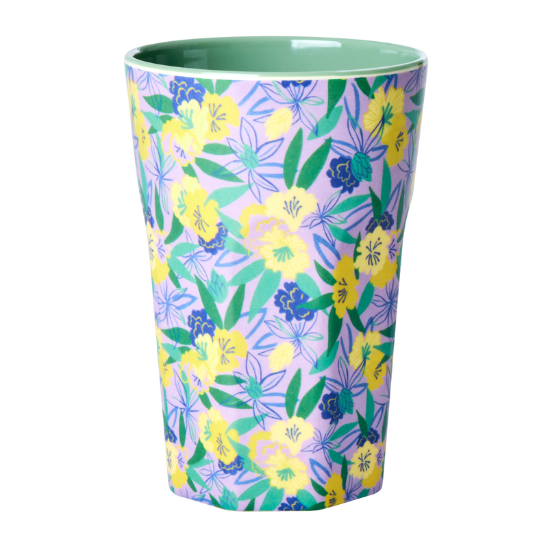Melamine Tall Cup - Purple - Fancy Pansy Prints - Rice By Rice