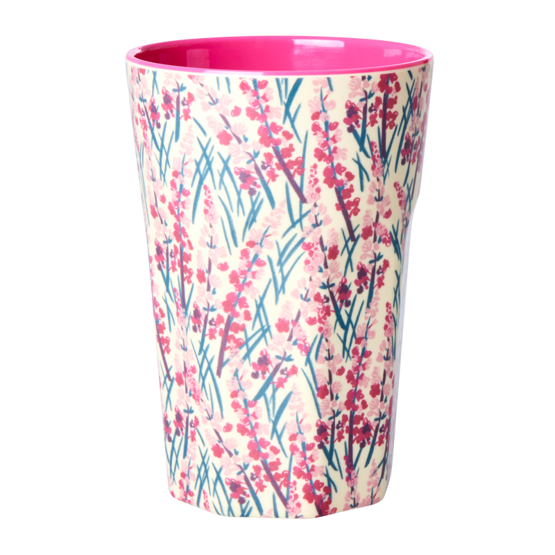 Melamine Tall Cup - Pink - Floral Field Print - Rice By Rice