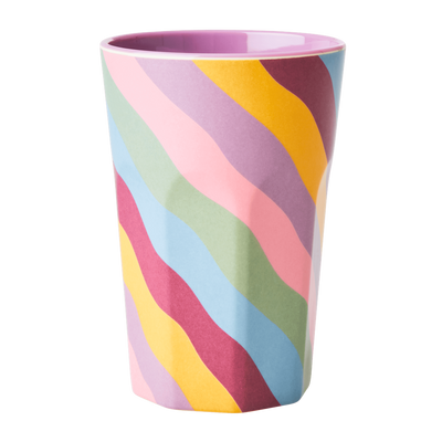 Melamine Cup - Tall | Funky Stripes Print - Rice By Rice