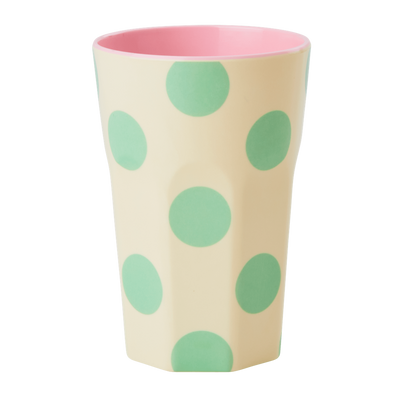 Melamine Cup - Tall | Green Dots Print - Rice By Rice