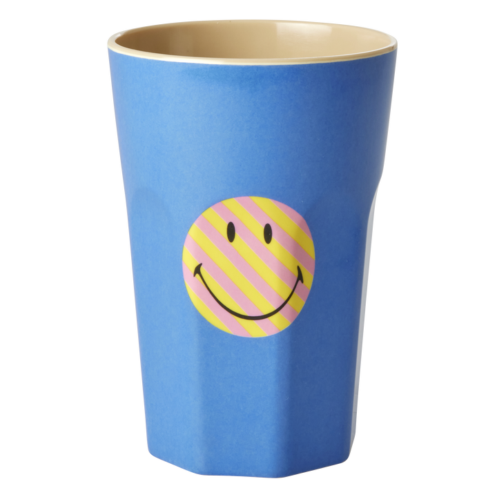 Tall Melamine Cup - Blue - Smiley® - Rice By Rice