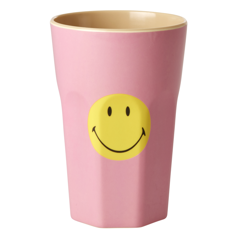 Tall Melamine Cup - Pink - Smiley® - Rice By Rice