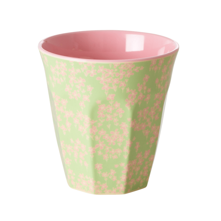 Set of 2 Medium Melamine Cups | Pink Flower Field Print - Rice By Rice