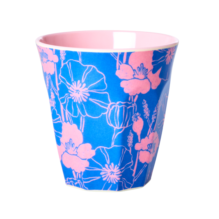 Medium Melamine Cup - Blue - Poppies Love Print - Rice By Rice