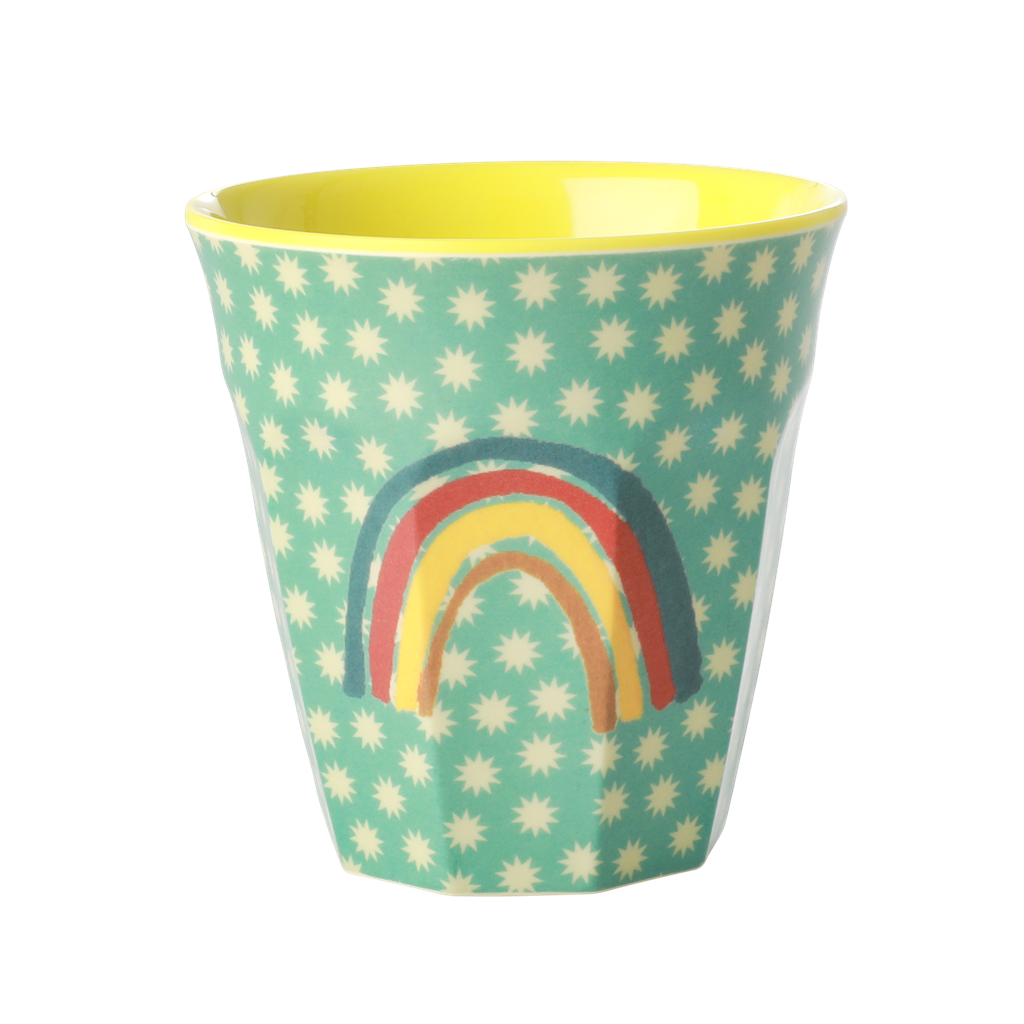 Set of 2 Medium Melamine Cups | Rainbow and Stars Print - Rice By Rice