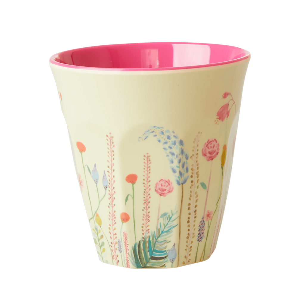 Melamine Cup - Small with Summer Flowers in Sage Green - Rice By Rice