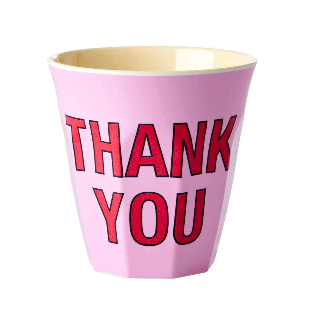 Melamine Cup - Medium with "THANK YOU" | Soft Pink - Rice By Rice