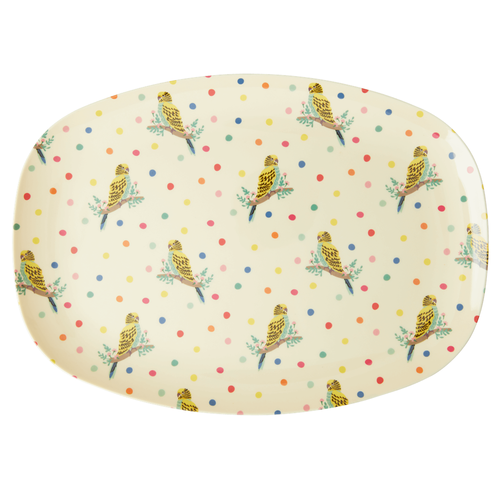 Melamine Rectangular Plate | Budgie Print - Rice By Rice