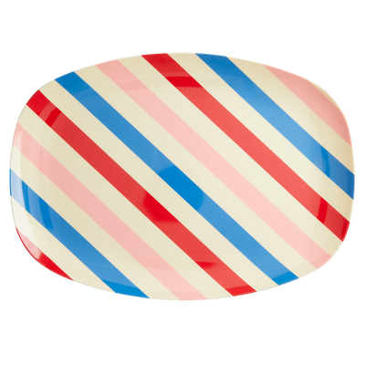 Rectangular Melamine Plate - Candy Stripes - Rice By Rice