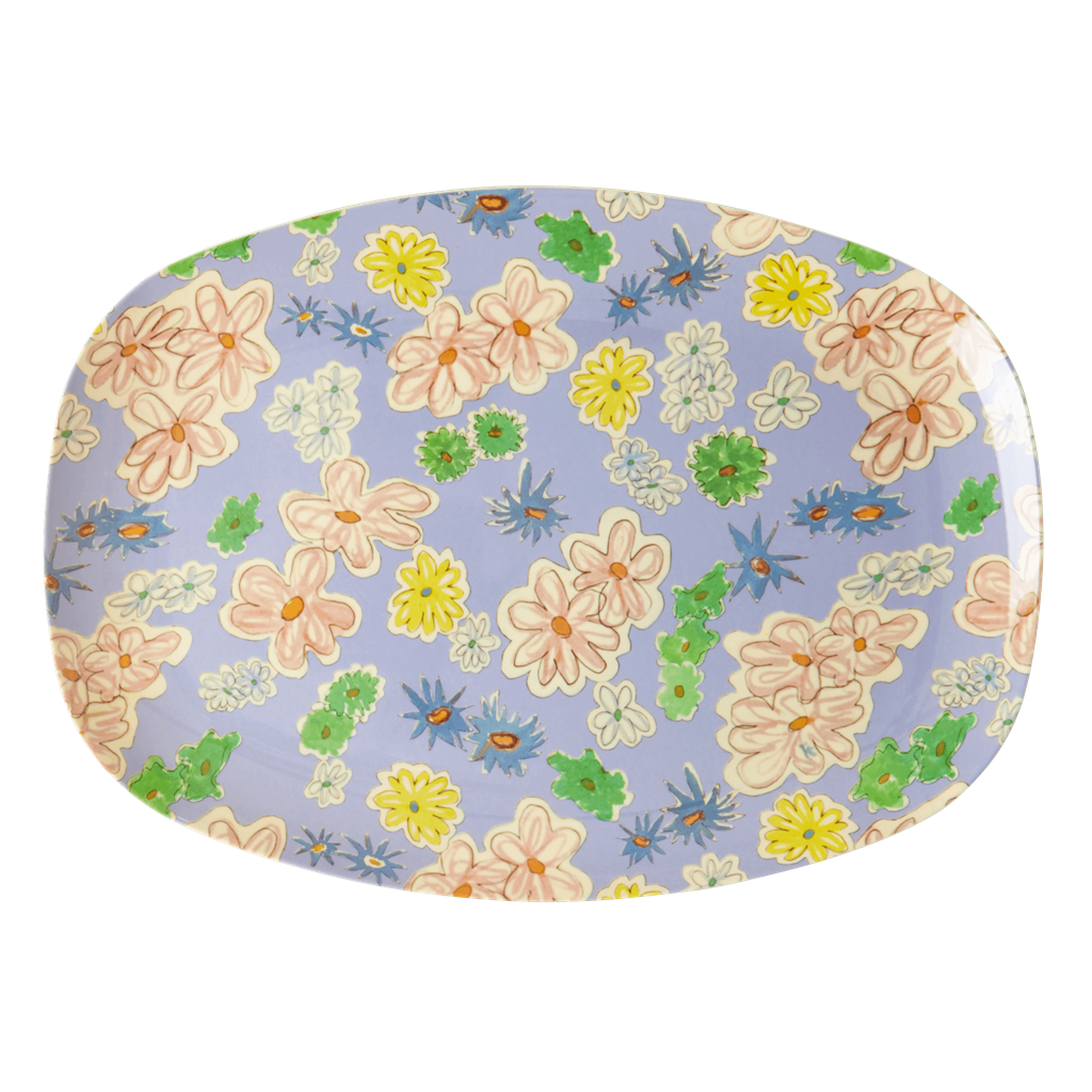 Melamine Rectangular Plate | Flower Painting Print - Rice By Rice