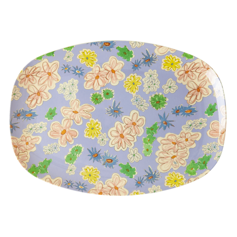 Melamine Rectangular Plate | Flower Painting Print - Rice By Rice