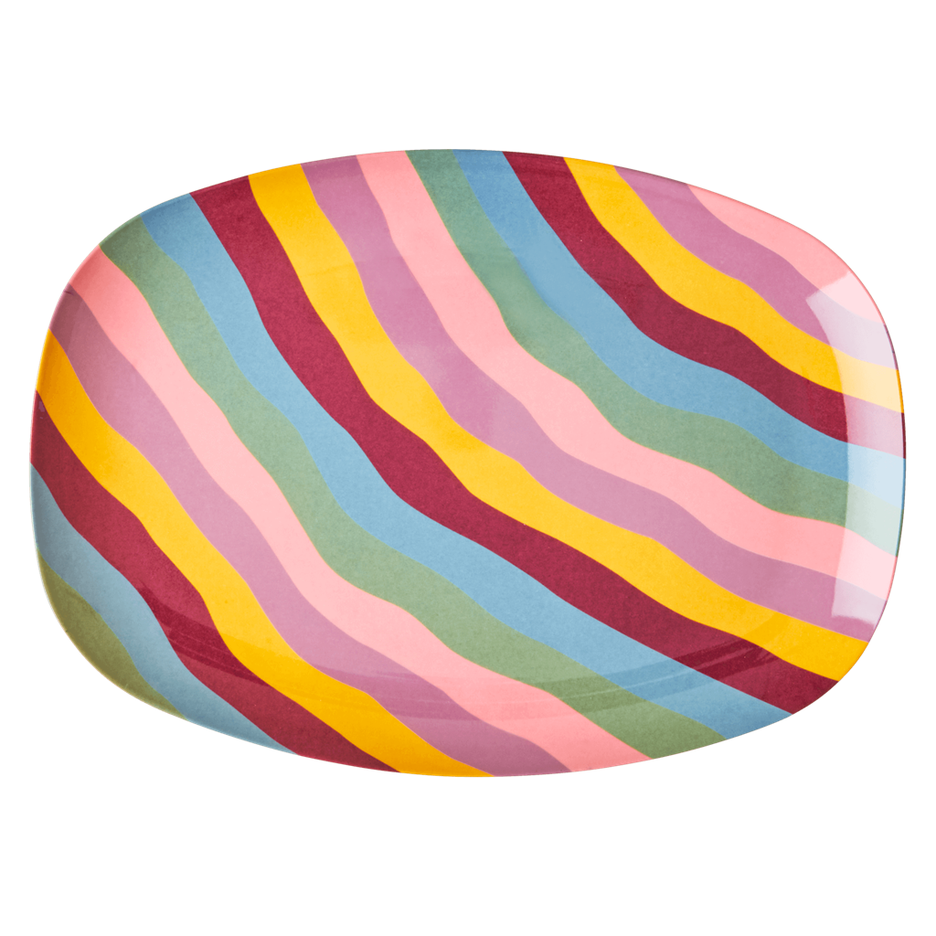 Melamine Rectangular Plate | Funky Stripes Print - Rice By Rice