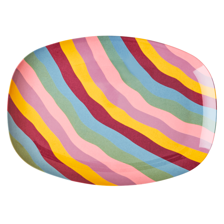 Melamine Rectangular Plate | Funky Stripes Print - Rice By Rice