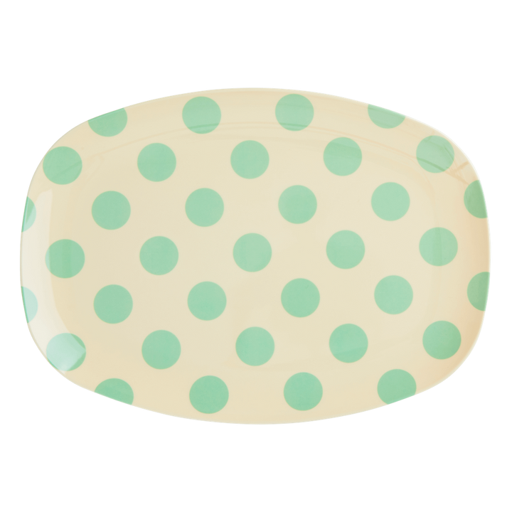 Melamine Rectangular Plate | Green Dot Print - Rice By Rice