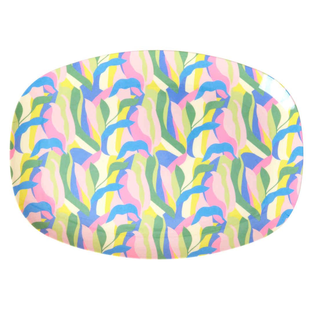 Medium Melamine Rectangular Plate - Blue - Jungle Fever Print - Rice By Rice