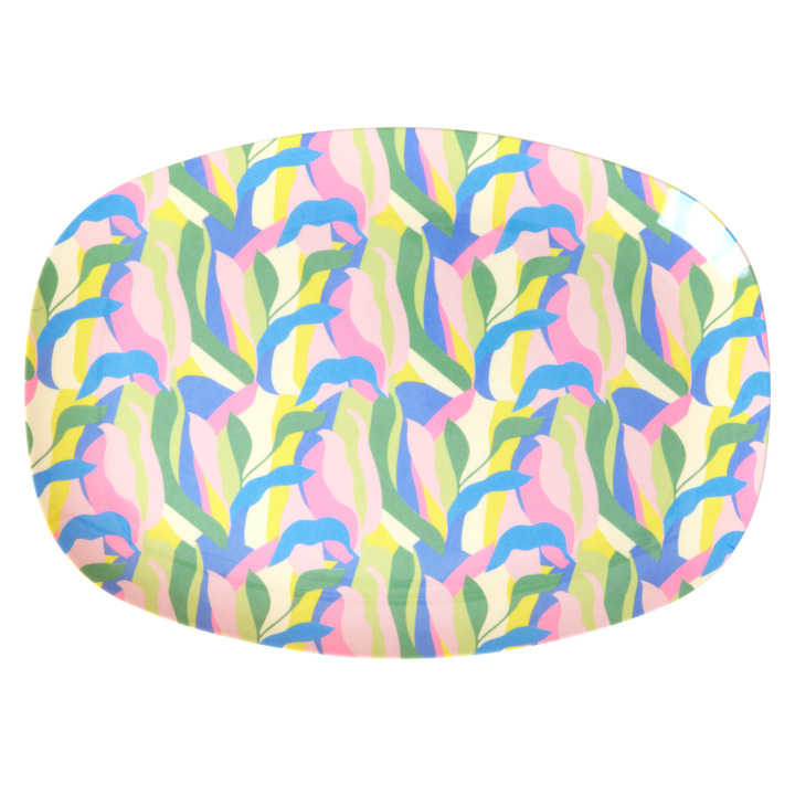 Medium Melamine Rectangular Plate - Blue - Jungle Fever Print - Rice By Rice