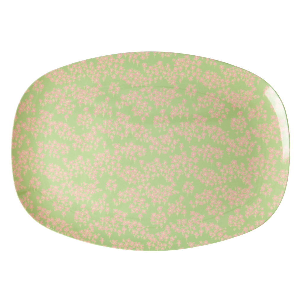 Melamine Rectangular Plate | Pink Flower Field Print - Rice By Rice