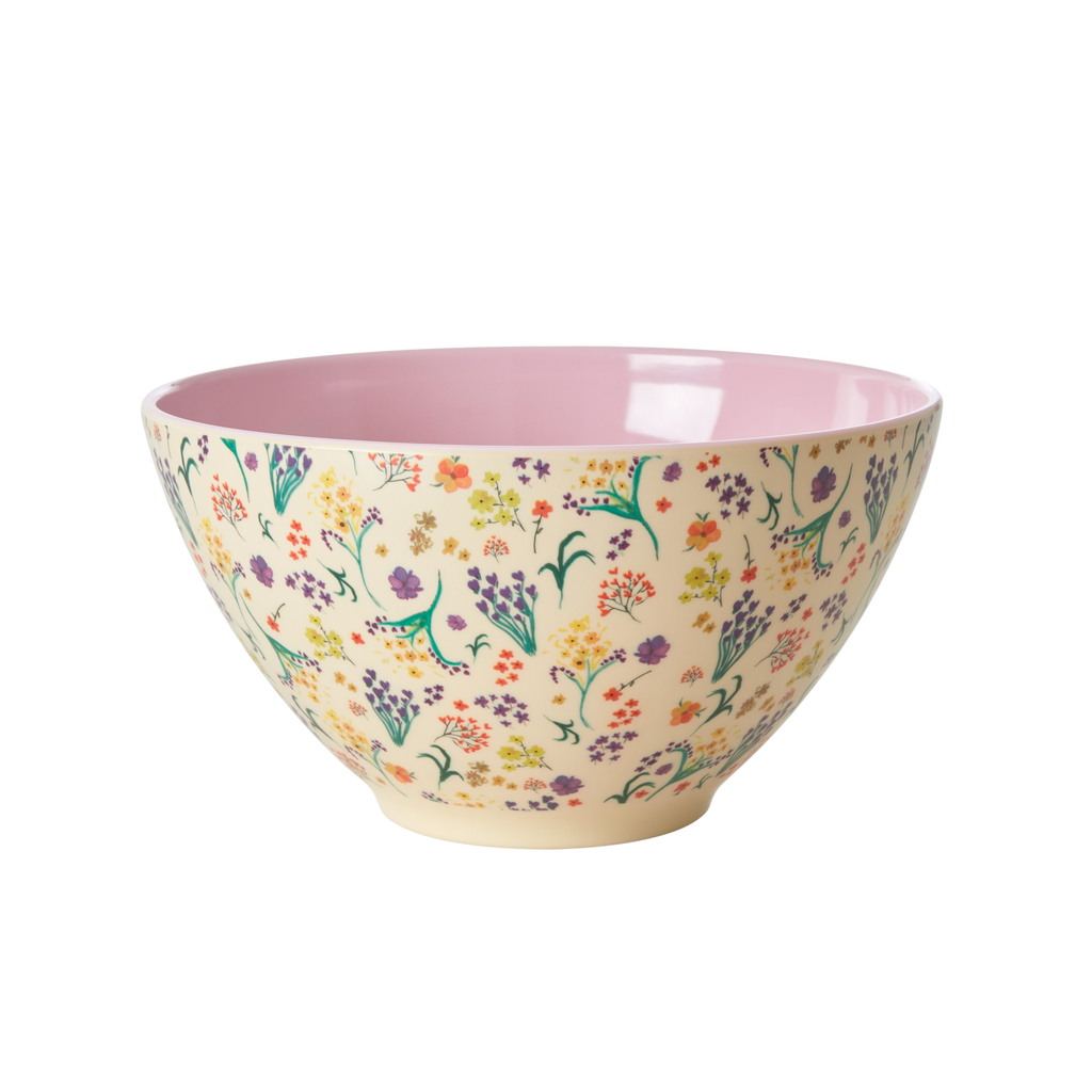 Melamine Salad Bowl with Wild Flower Print - Large - Rice By Rice