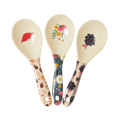 Melamine Salad Spoon - Cream | Blackberry Beauty Print - Rice By Rice