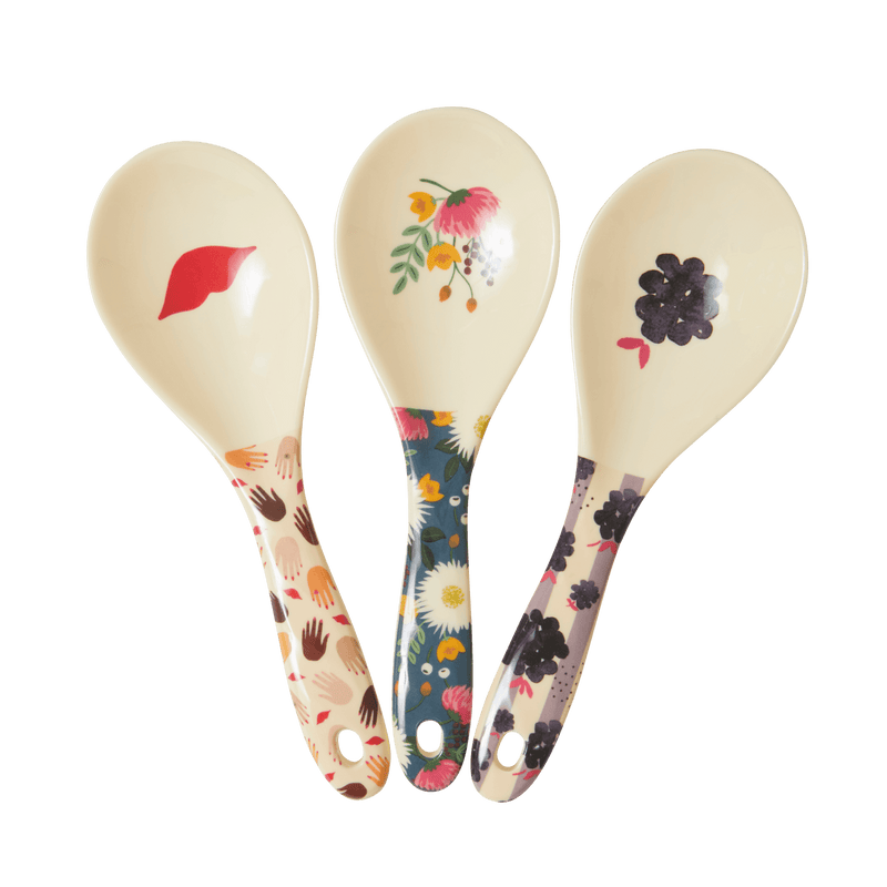 Melamine Salad Spoon - Cream | Kisses Print - Rice By Rice