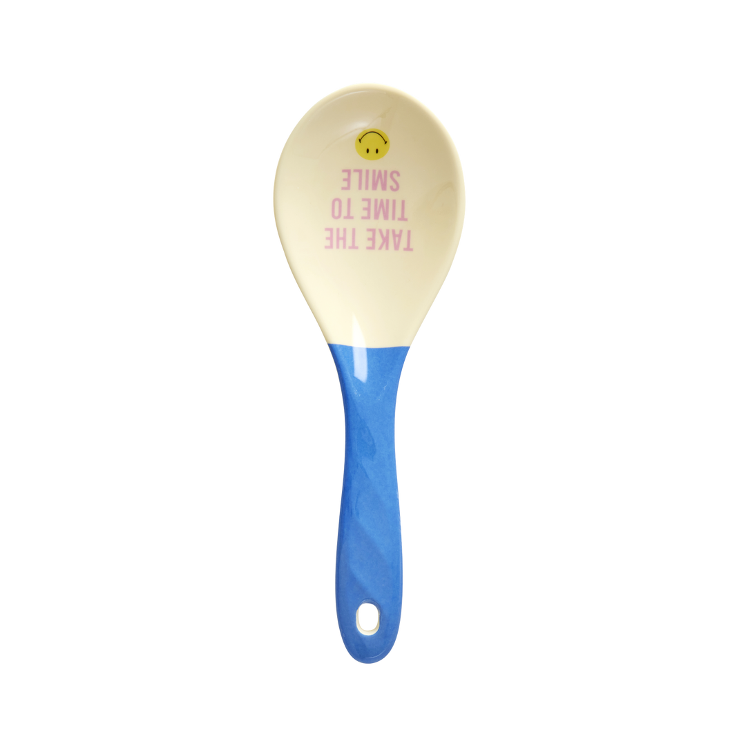 Melamine Salad Spoon - Blue - Smiley® - Rice By Rice