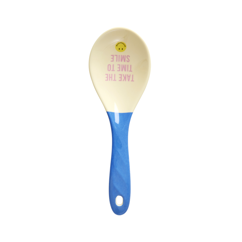 Melamine Salad Spoon - Blue - Smiley® - Rice By Rice