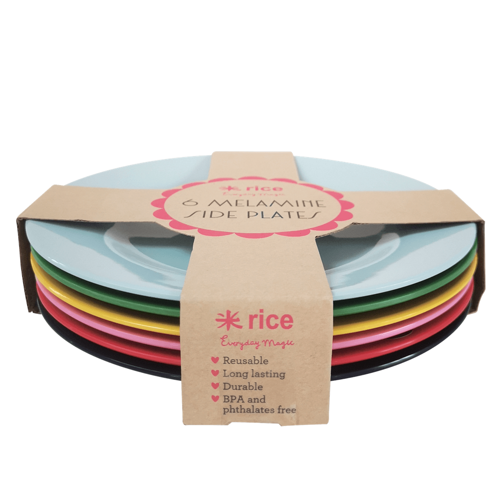 Melamine Lunch Plates in Assorted 'Favorite' Colors - Set of 6 pcs. - Giftbox - Rice By Rice