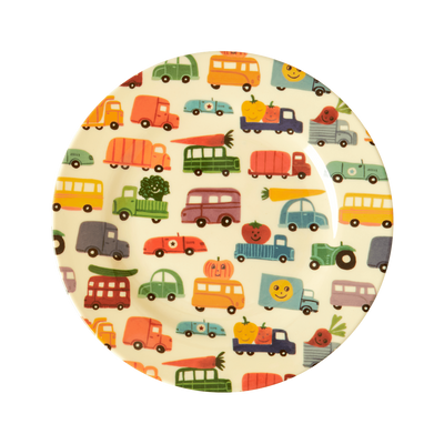 Melamine Kids Lunch Plate | Happy Cars Print - Rice By Rice