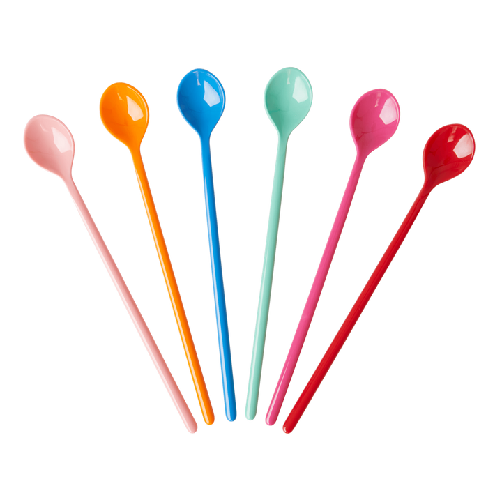 Melamine Latte Spoon - Assorted Colors - Choose Happy - Bundle of 6 - Rice By Rice