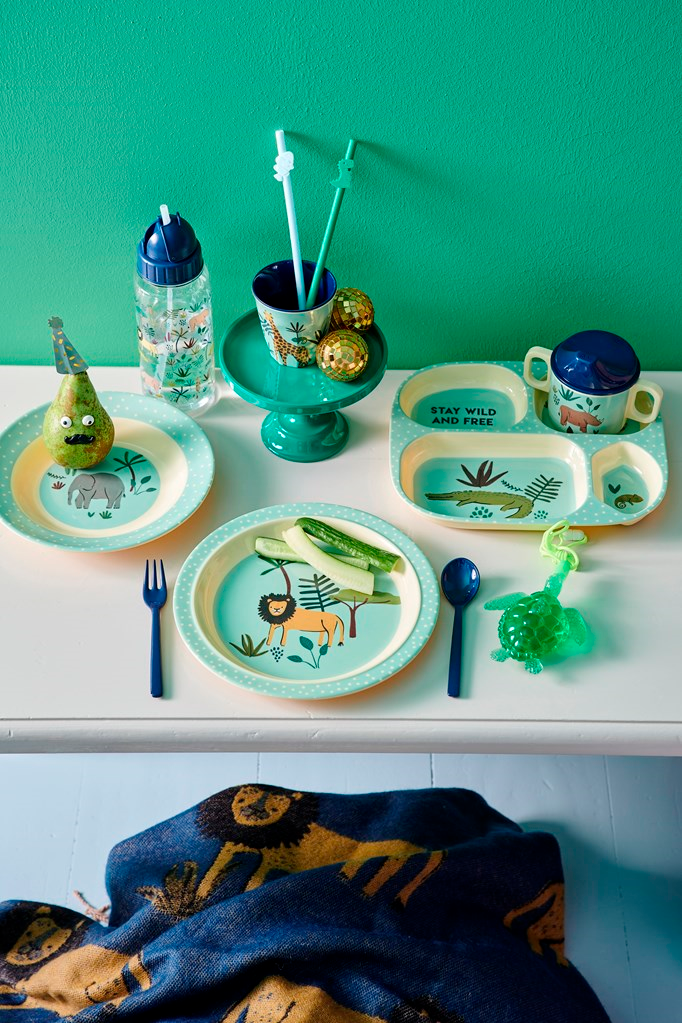 Melamine Kids Bowl | Blue Jungle Animals Print - Rice By Rice