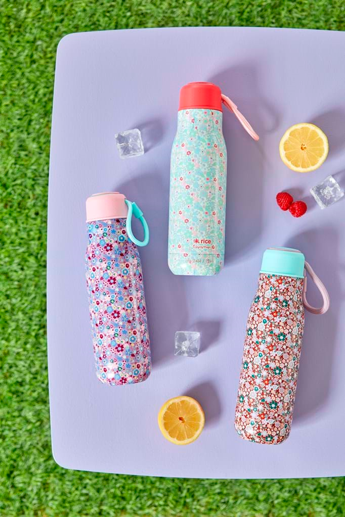 Stainless Steel Thermo Bottle | Lavender Floral Print - Rice By Rice