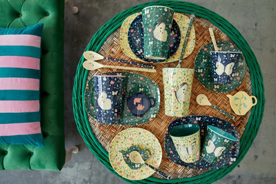Melamine Dessert Plate | Sweet Butterfly Midnight Blue - Rice By Rice