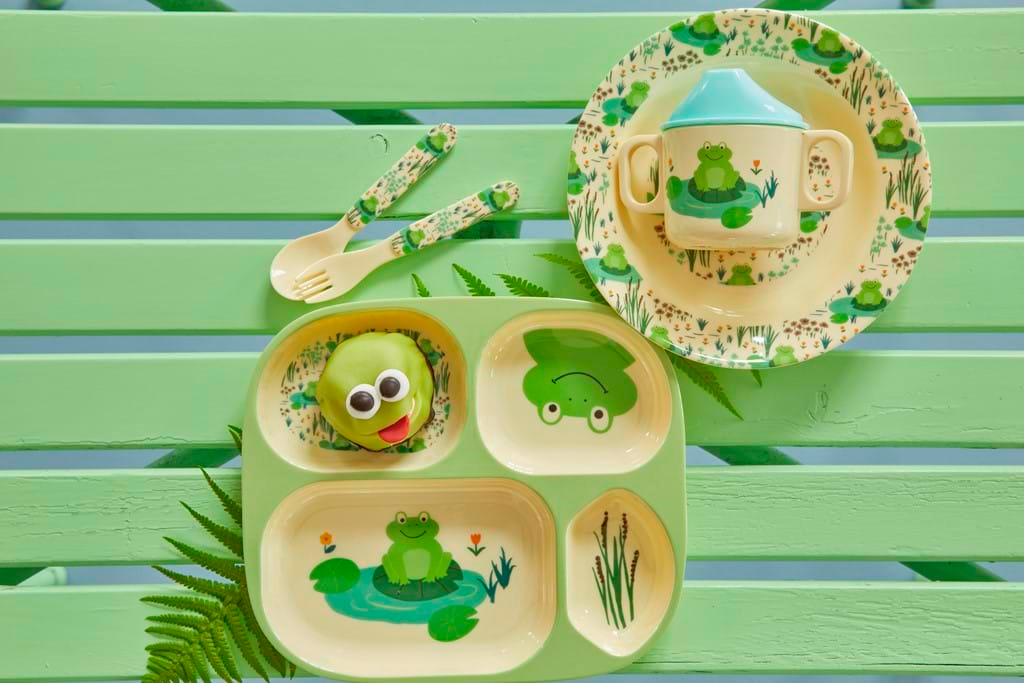 Melamine Baby Dinner Set in Gift Box Frog Print 4 pcs. Rice By Rice