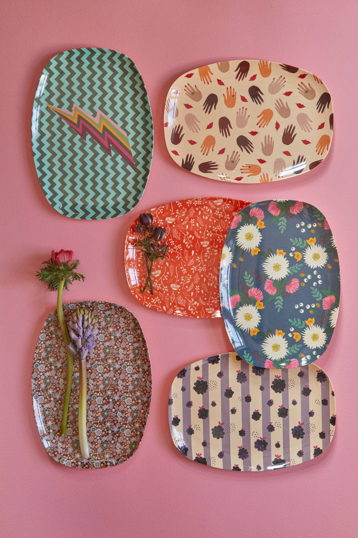 Melamine Rectangular Plate | Hands and Kisses Print - Rice By Rice