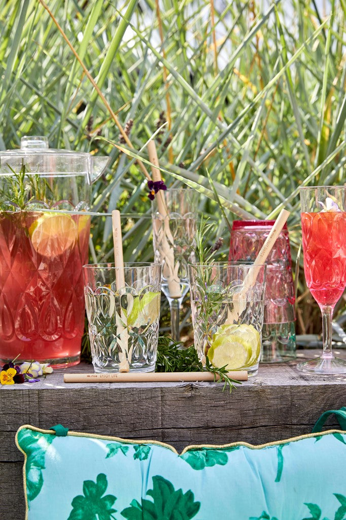 Acrylic Tumbler Glass with Swirly Embossed Detail - Clear - Rice By Rice